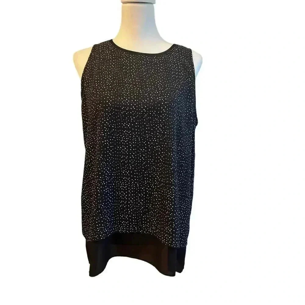 dalia sleeveless shirt polka dots lightweight layered size large